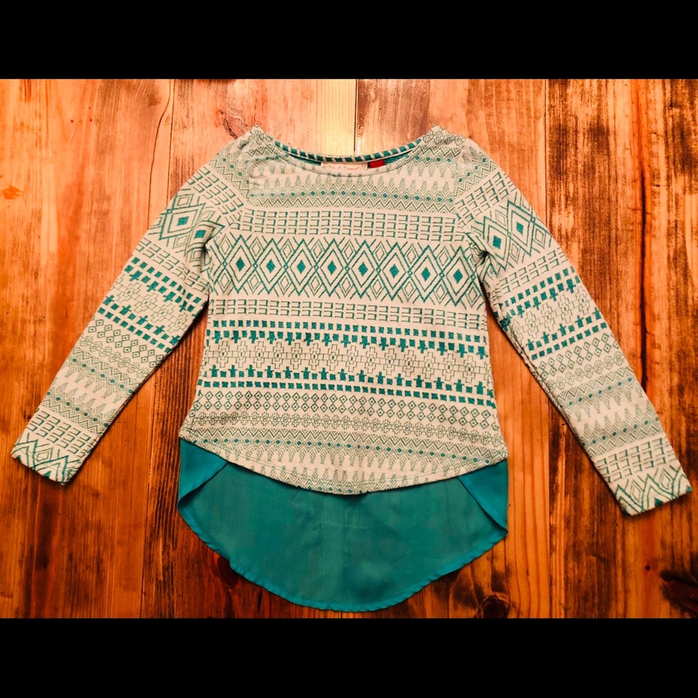 Girls, Small, Jade Green & White Red Camel Top